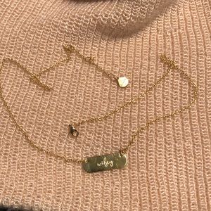 Gold Stella Dot engraved necklace “Wifey”